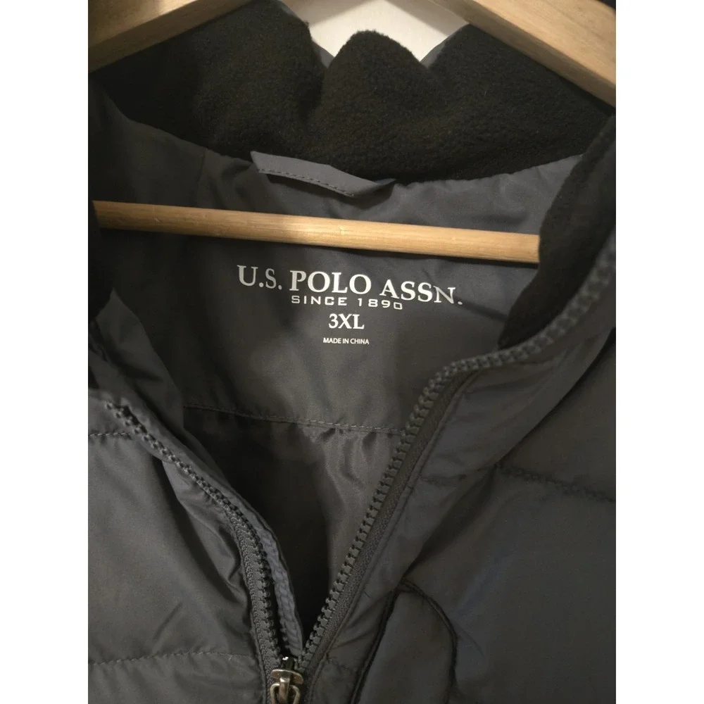U.S. POLO ASSN Puffer Vest Coat Dark Gray Mens Size 3XLarge NEW With Tags Pocket